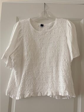 Old Navy White Smocked Flutter Sleeve Blouse